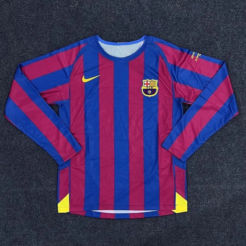 2005-06 Barcelona Home Shirt, European Cup Edition, Long Sleeve, - Style 14