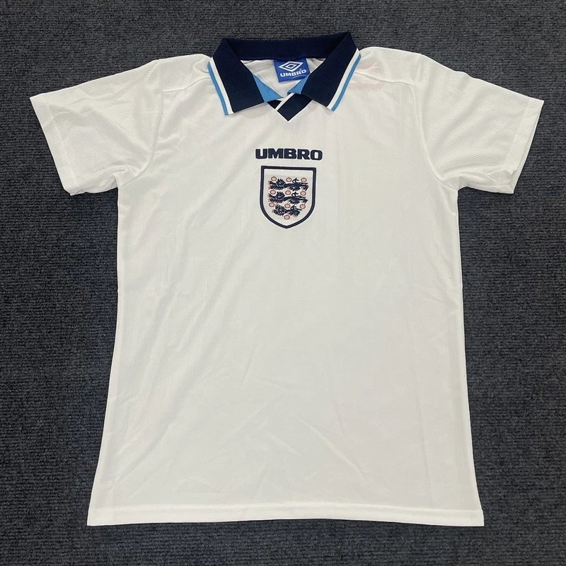 1996 England Home White Football Jersey - Style 3