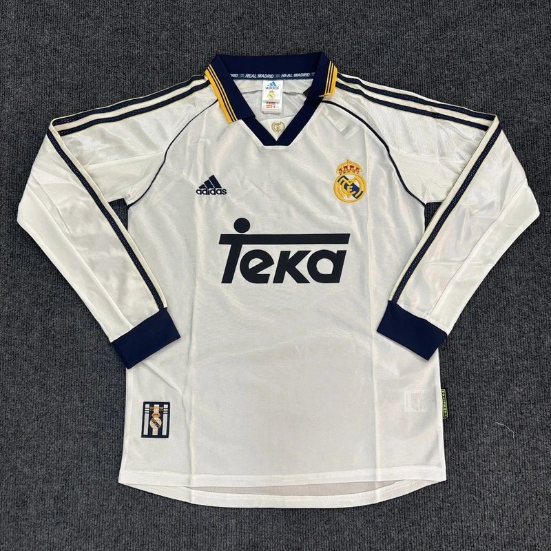 1998-00 Real Madrid Home White Long Sleeve - Style 24