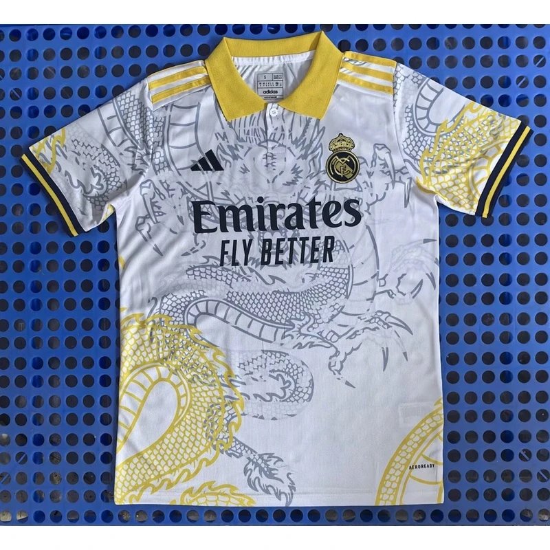 Real Madrid white yellow dragon polo - Style 28