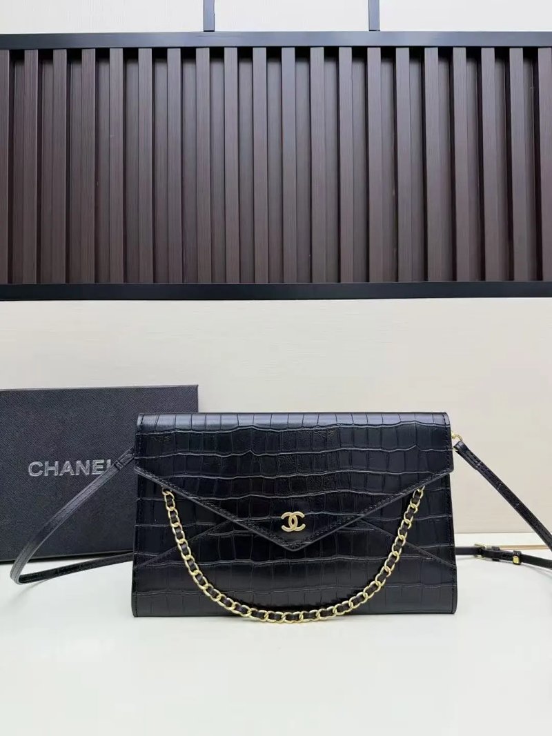 Chanel croc flap bag with chain
