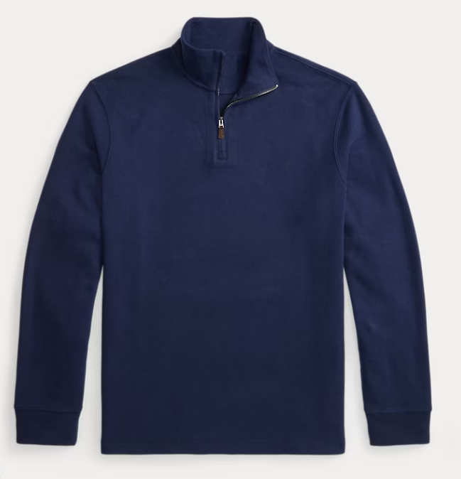 Rib Quarter-Zip Pullover-Dark blue