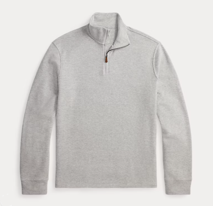 Ribbed Quarter-Zip Pullover - Grey