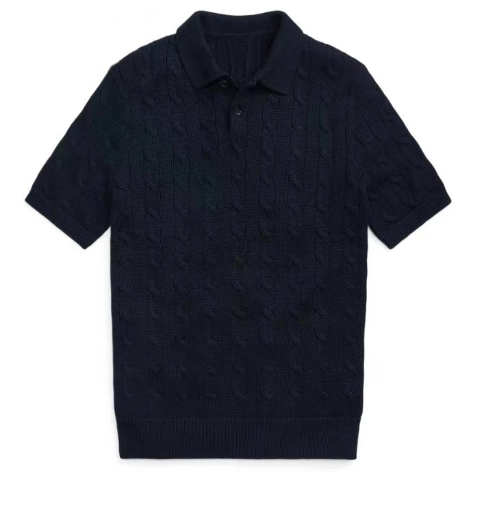 Classic Polo-neck Knit Sweater-Dark blue