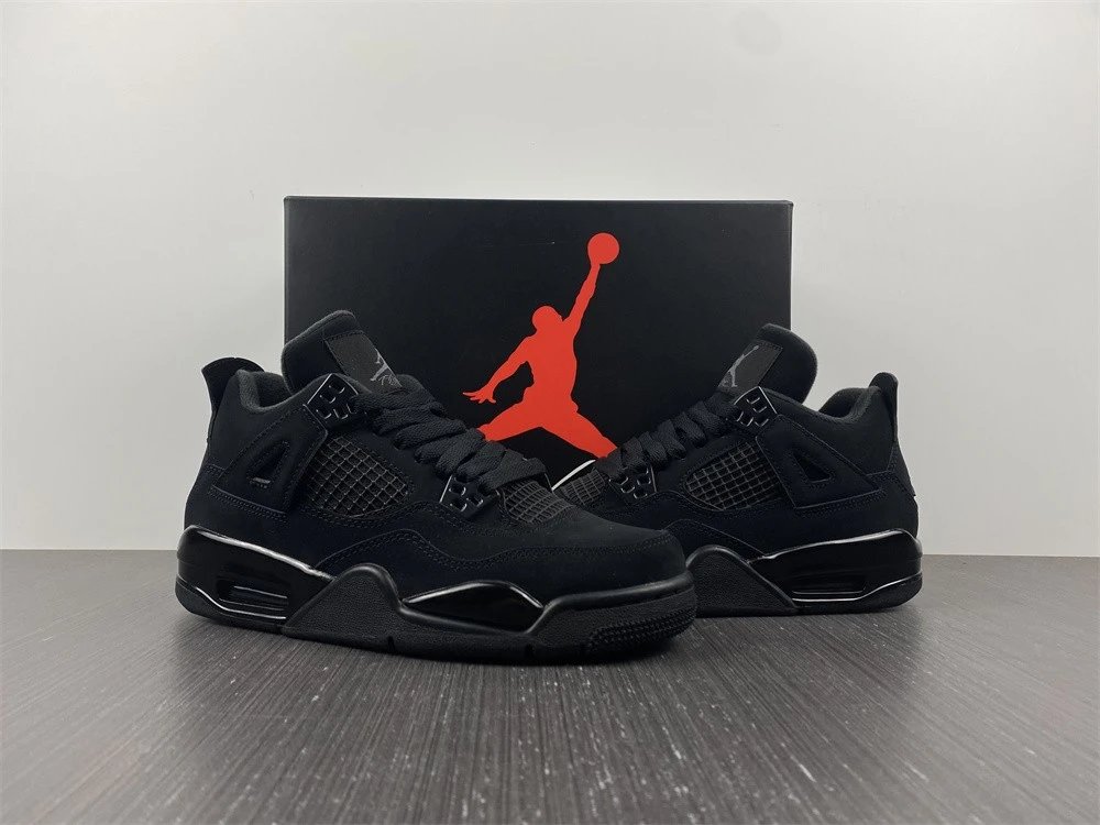 Top version! Original correct version of GS women's shoes - Air Jordan 4 "Black Cat".