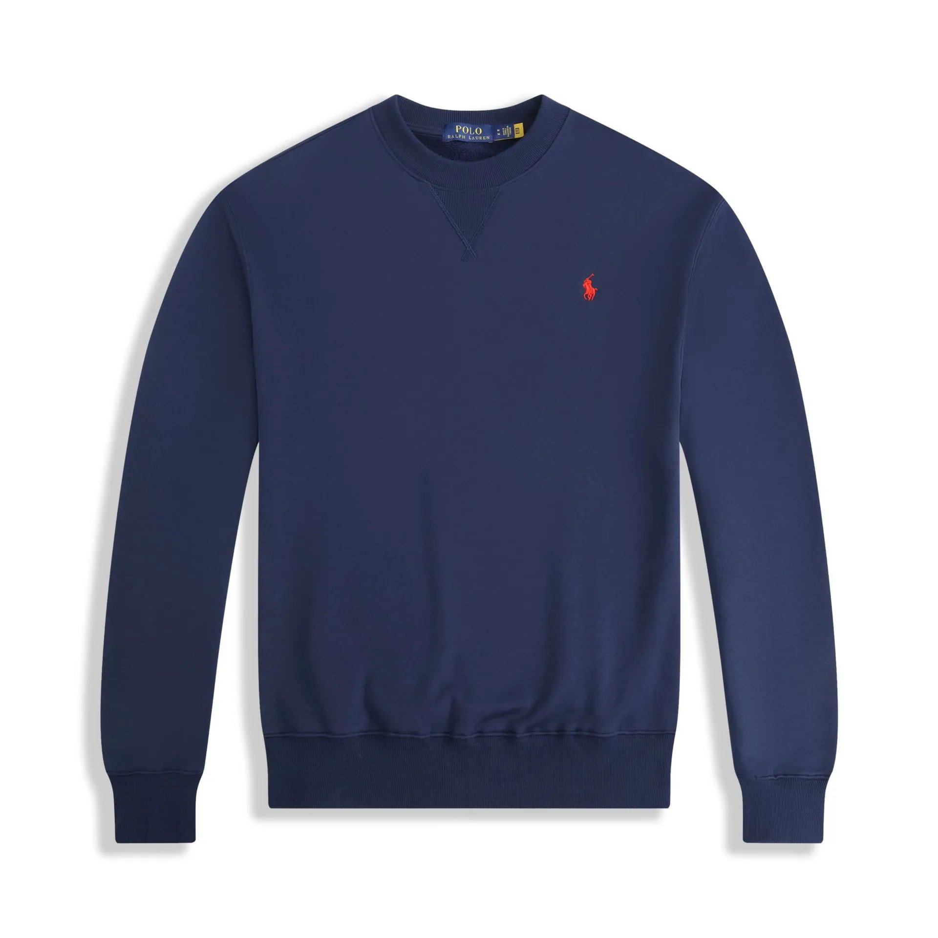 Round neck navy blue red logo