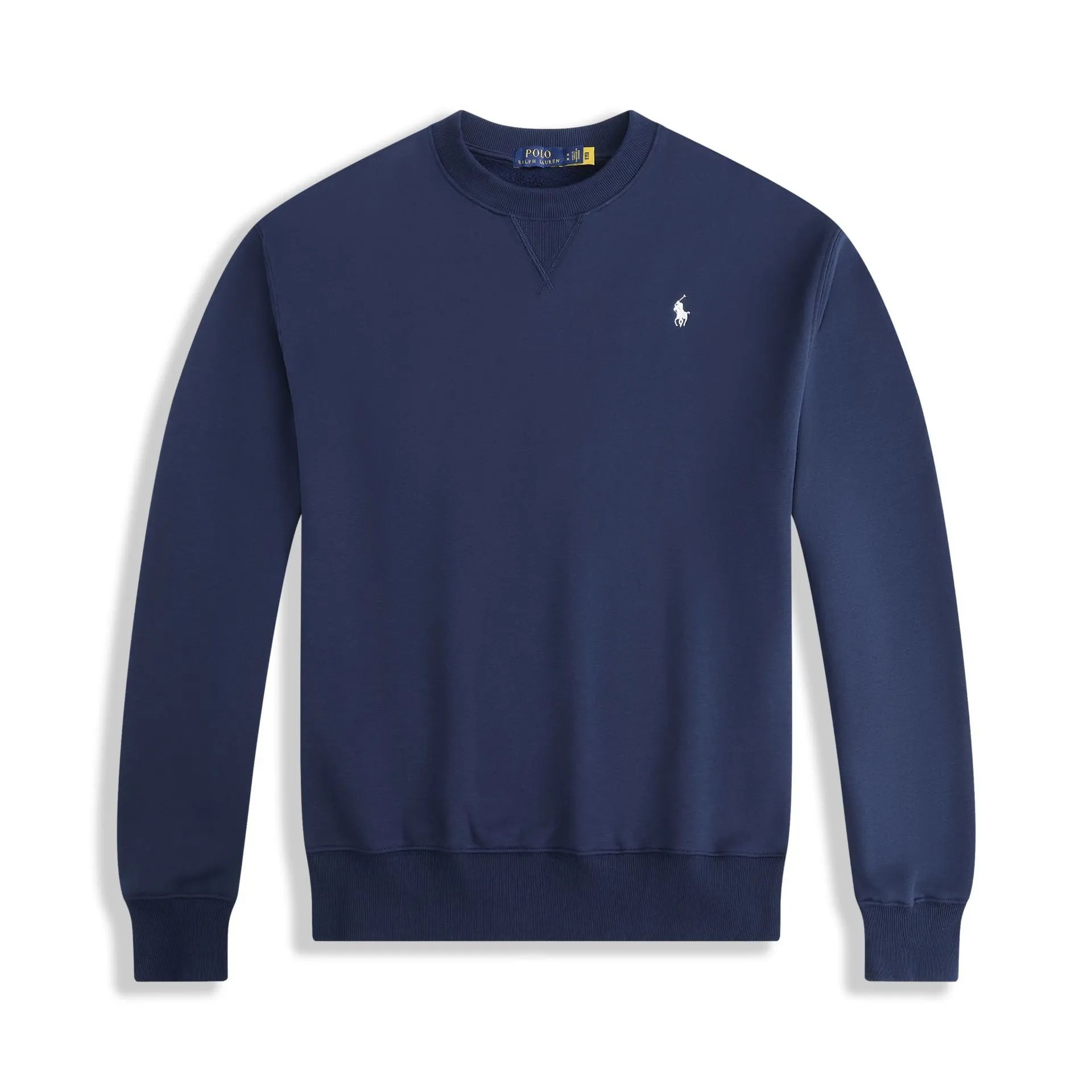 Round neck navy blue white label