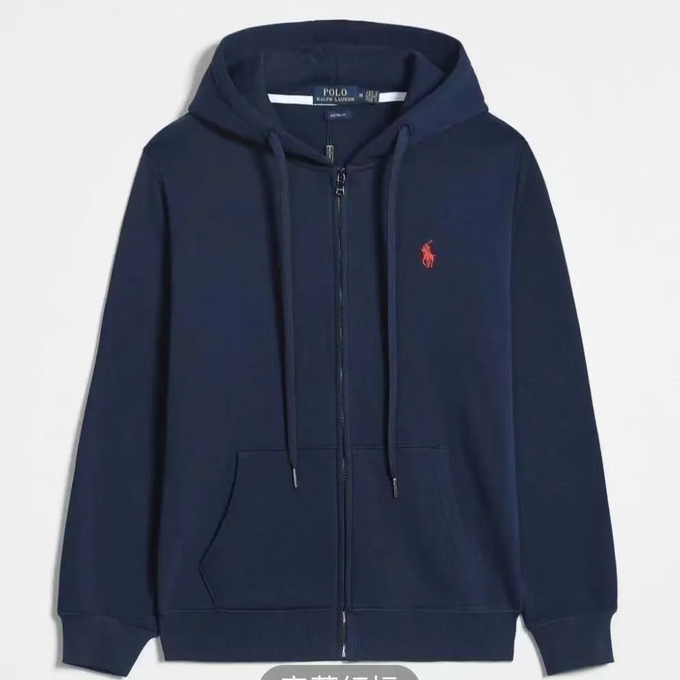 Polo Ralph Lauren Hoodie Zip Up Pony Logo Navy