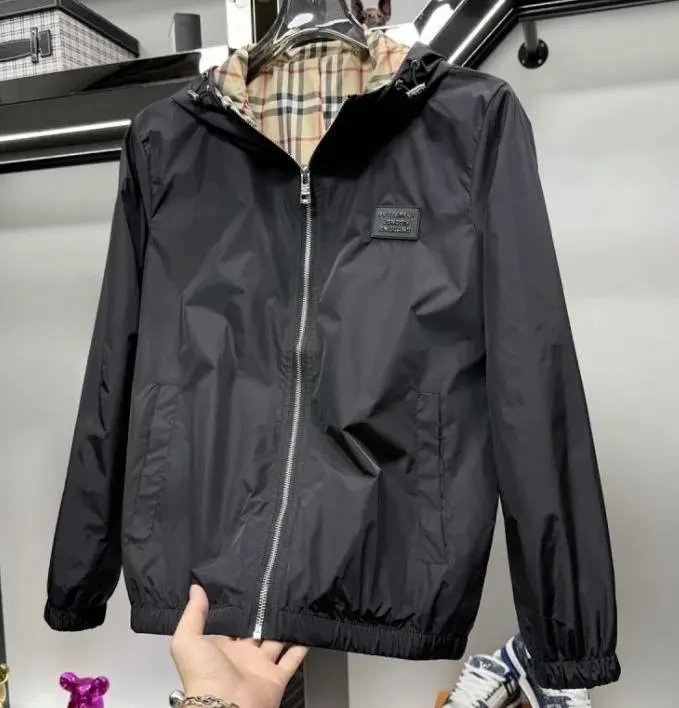Burberry Jackets Reversible hooded zip-up check jacket — 1
