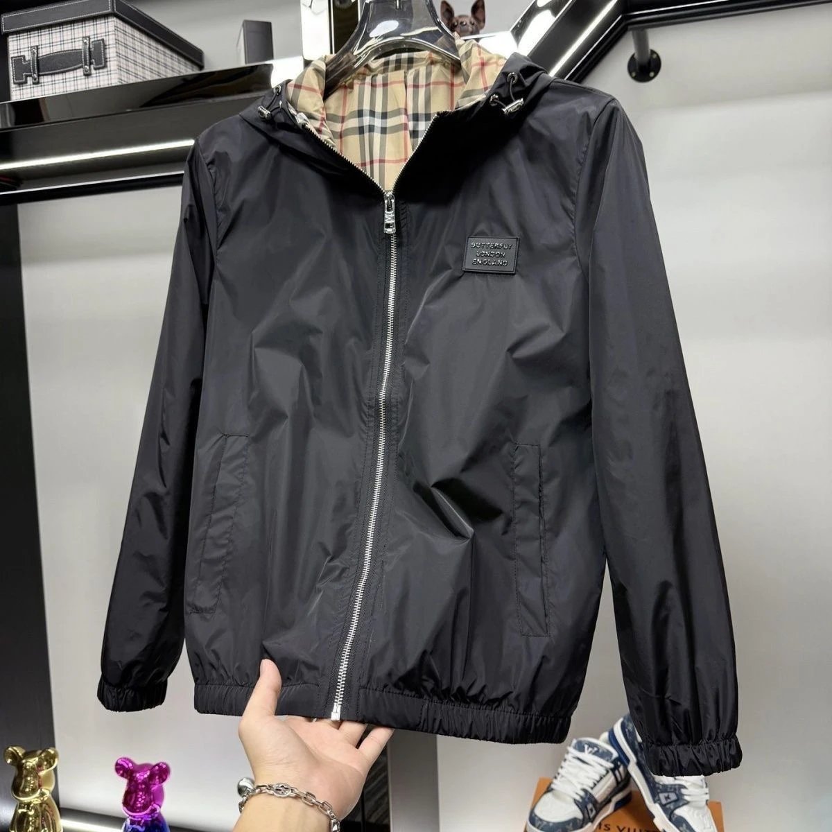 Reversible Lightweight Quick-Dry Plaid Jacket Windbreaker
