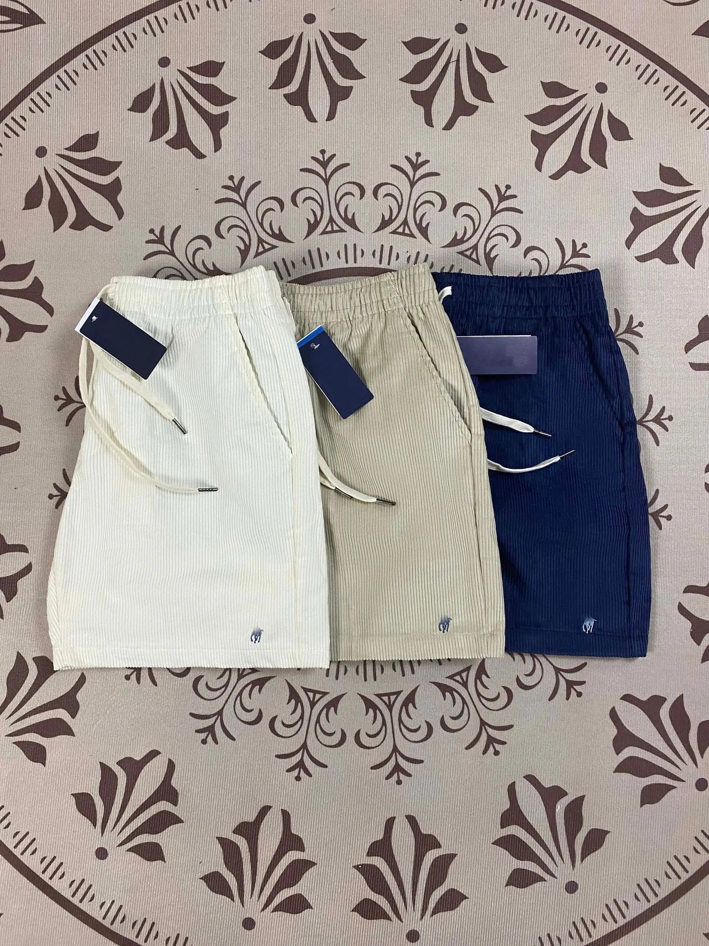 Embroidered Summer Casual Pure Cotton Corduroy Shorts for Men and Couples