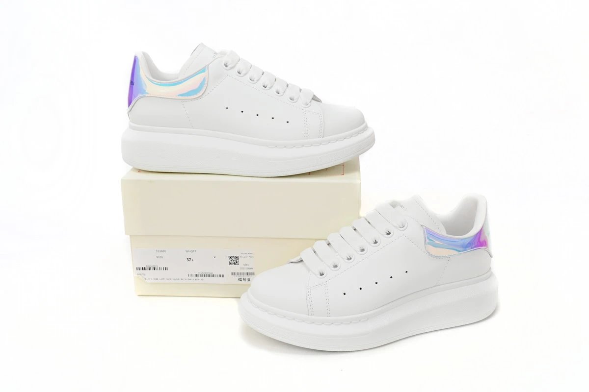 Alexander McQueen Oversized Sneakers White with Holographic Heel Tab Sneakers - 1