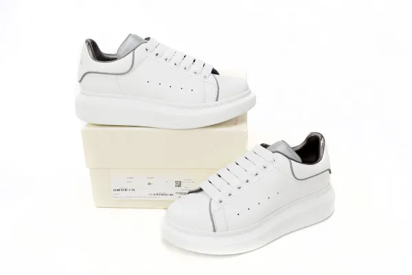 Alexander McQueen Oversized Sneaker White with Silver Accents Sneakers - 1