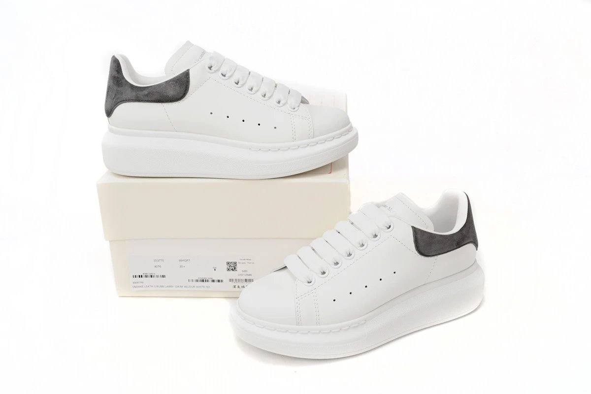 Alexander McQueen Oversized Sneakers White with Charcoal Suede Heel Tab Sneakers - 1
