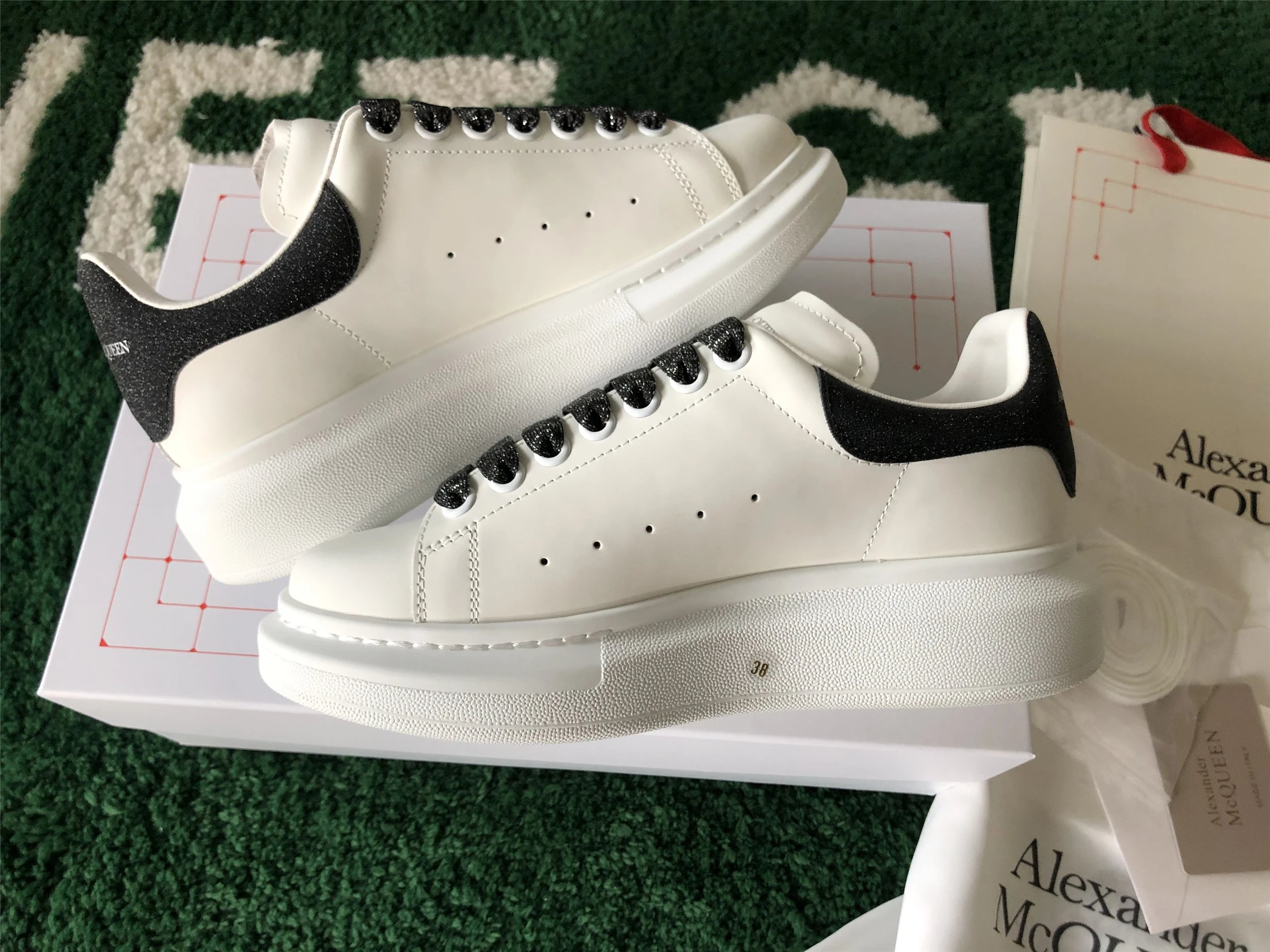 Alexander McQueen Oversized Sneakers White with Holographic Heel Tab Sneakers - 30