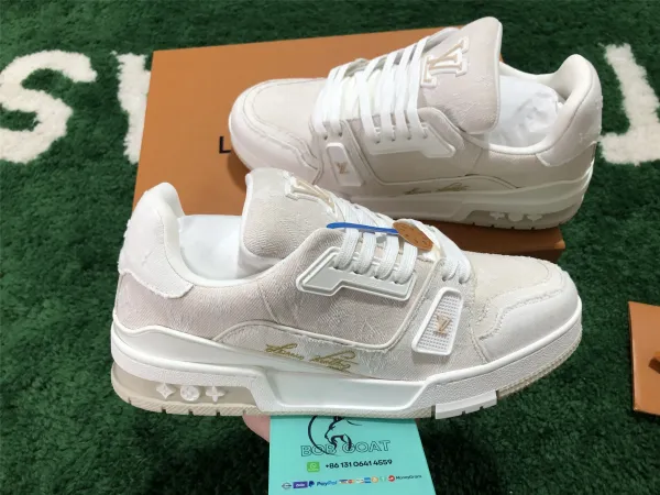 Louis Vuitton Trainer White Monogram Canvas Sneakers - 1