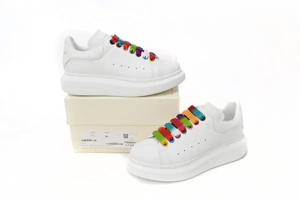 Alexander McQueen Oversized Sneakers White with Rainbow Lace Detail Sneakers - 1