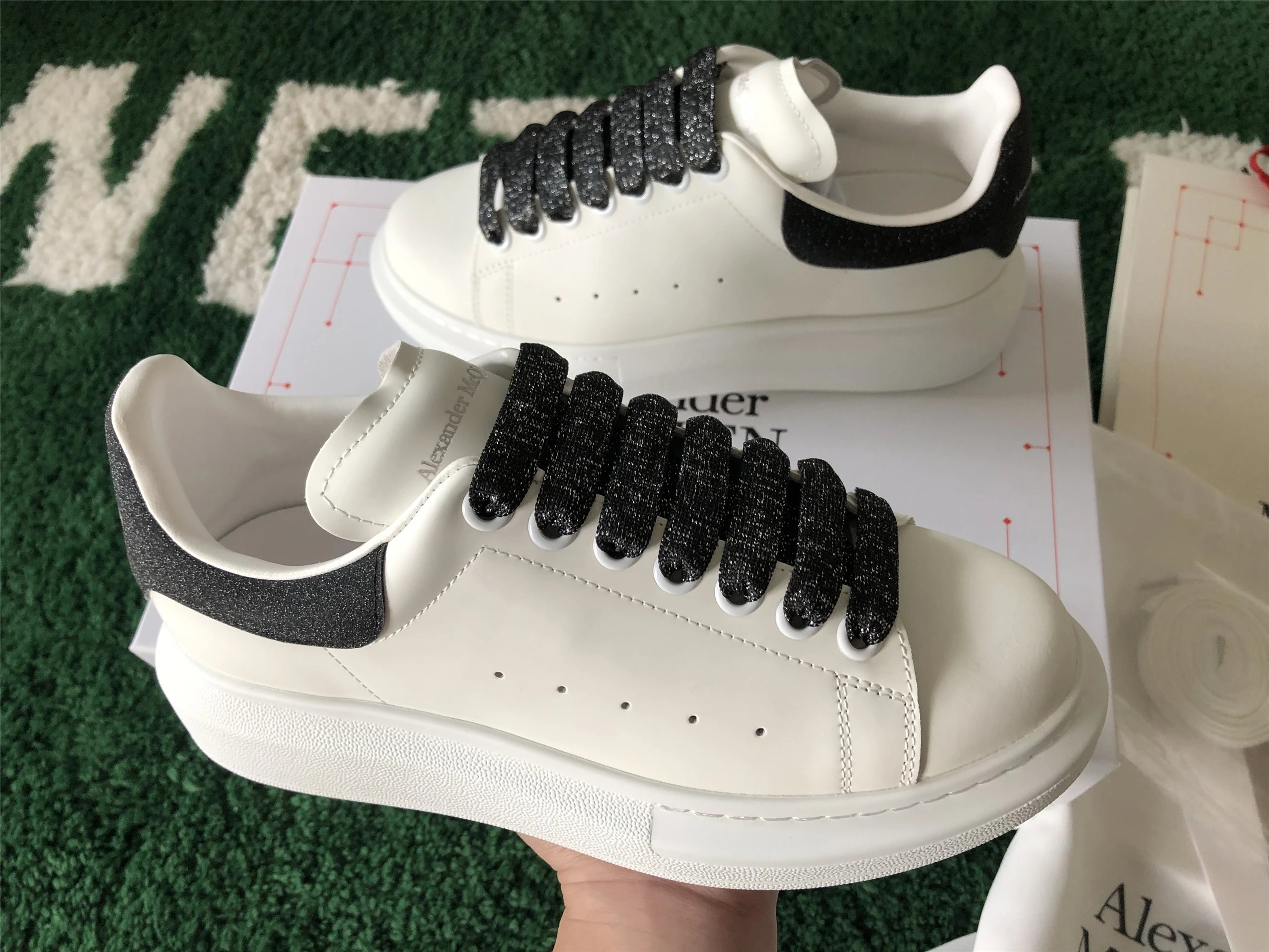 Alexander McQueen Oversized Sneakers White with Holographic Heel Tab Sneakers - 29