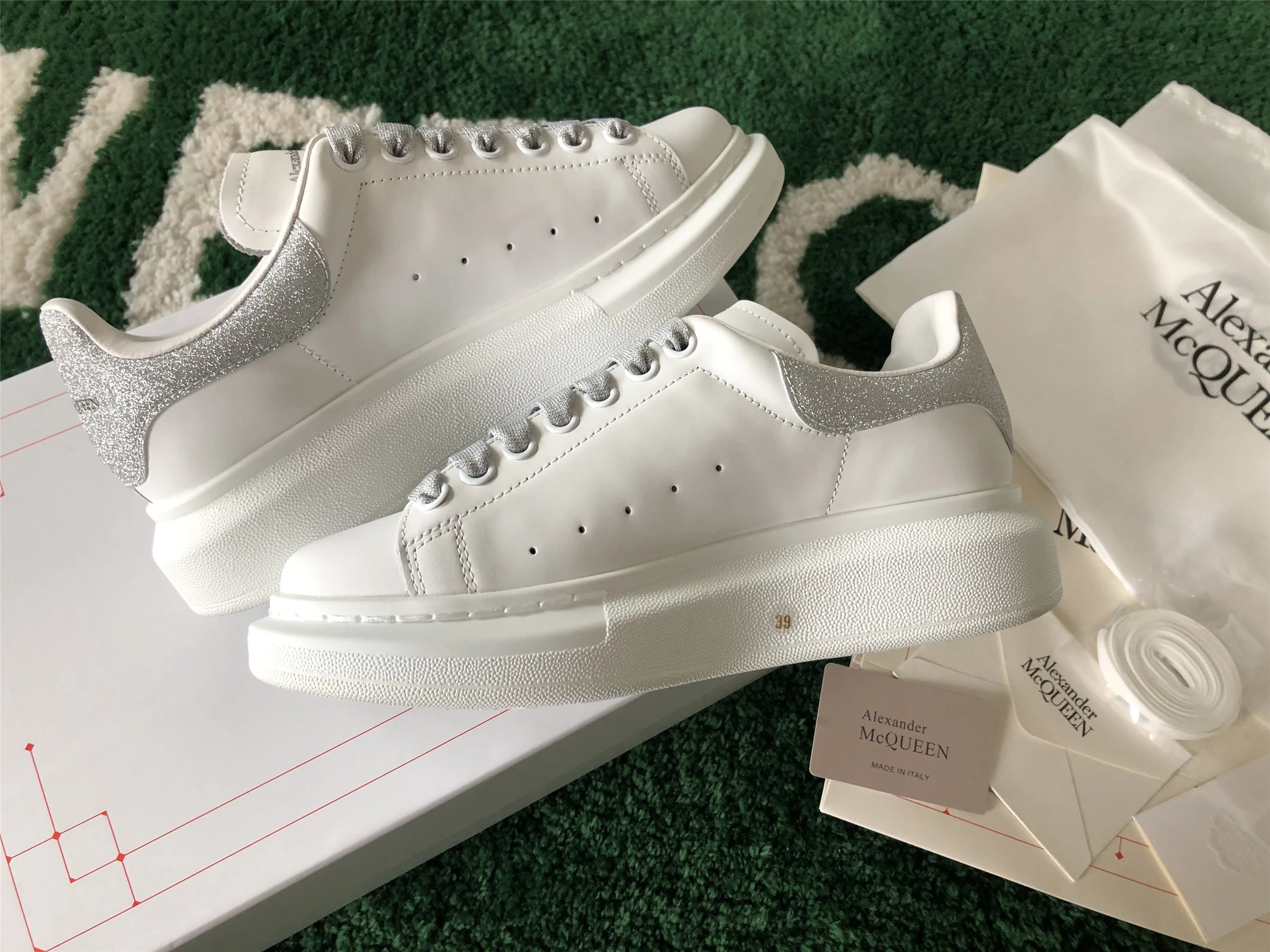 Alexander McQueen Oversized Sneakers White with Holographic Heel Tab Sneakers - 15