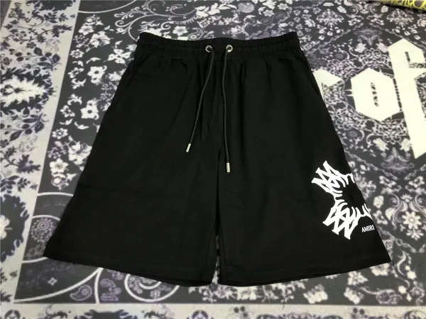 Amiri Graffiti Logo Black Drawstring Shorts - 1