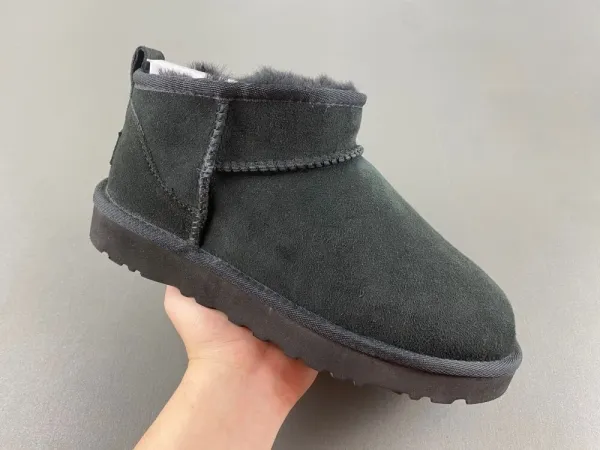 UGG Classic Mini II Black Suede Sheepskin Boots - 1