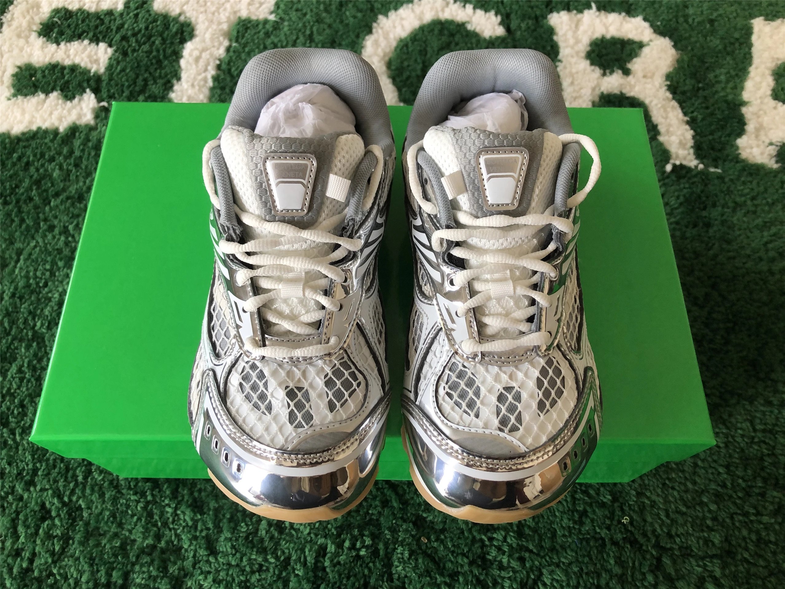 Bottega Veneta Running Sneakers Blue Silver Mesh - 7