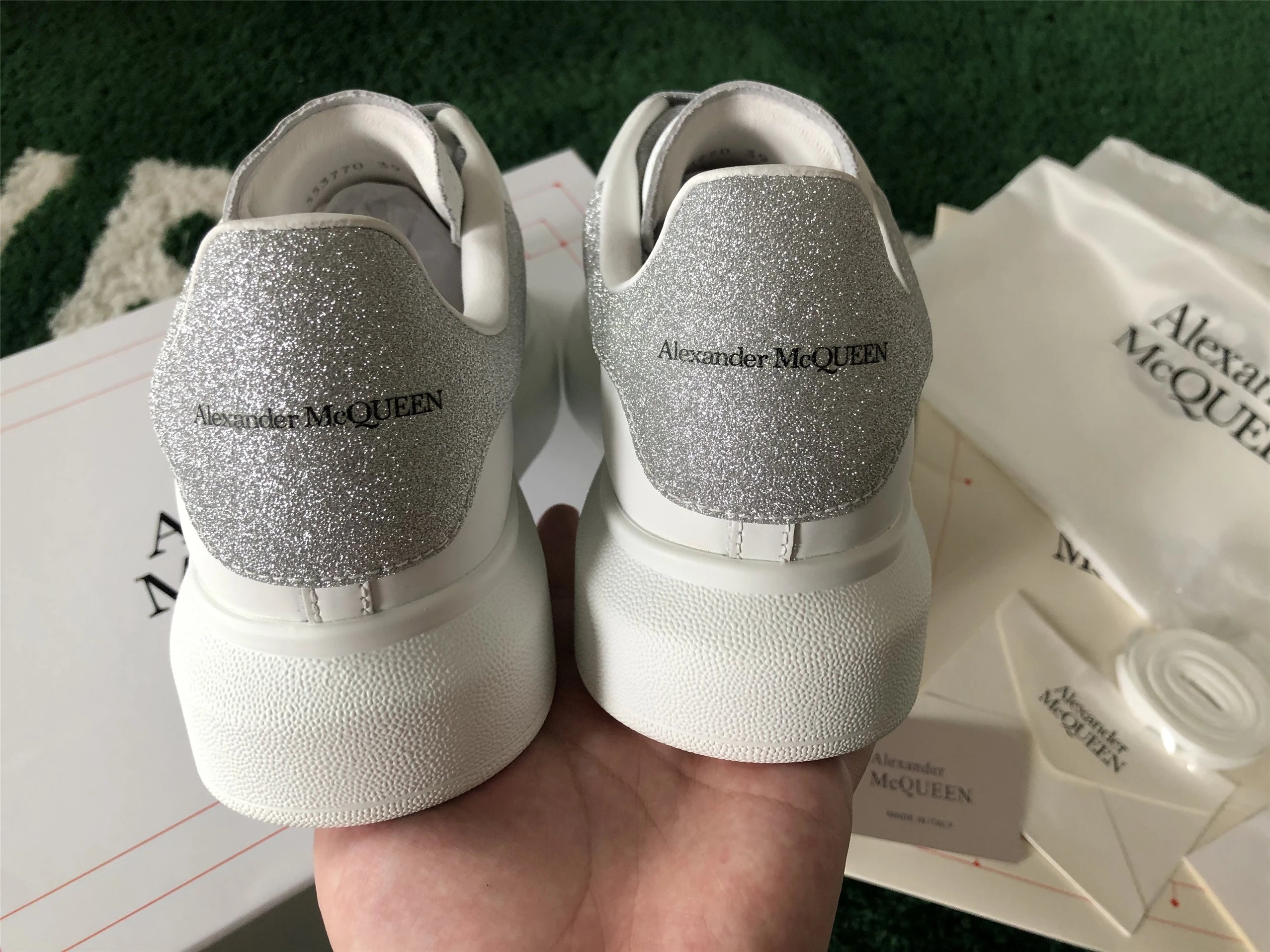 Alexander McQueen Oversized Sneakers White with Holographic Heel Tab Sneakers - 16