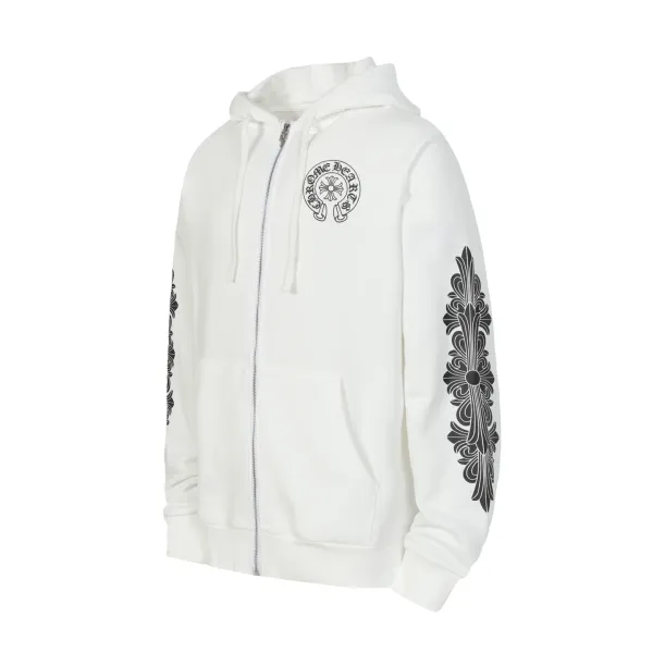 Chrome Hearts Floral Sleeve Zip-Up Hoodie Black - 13