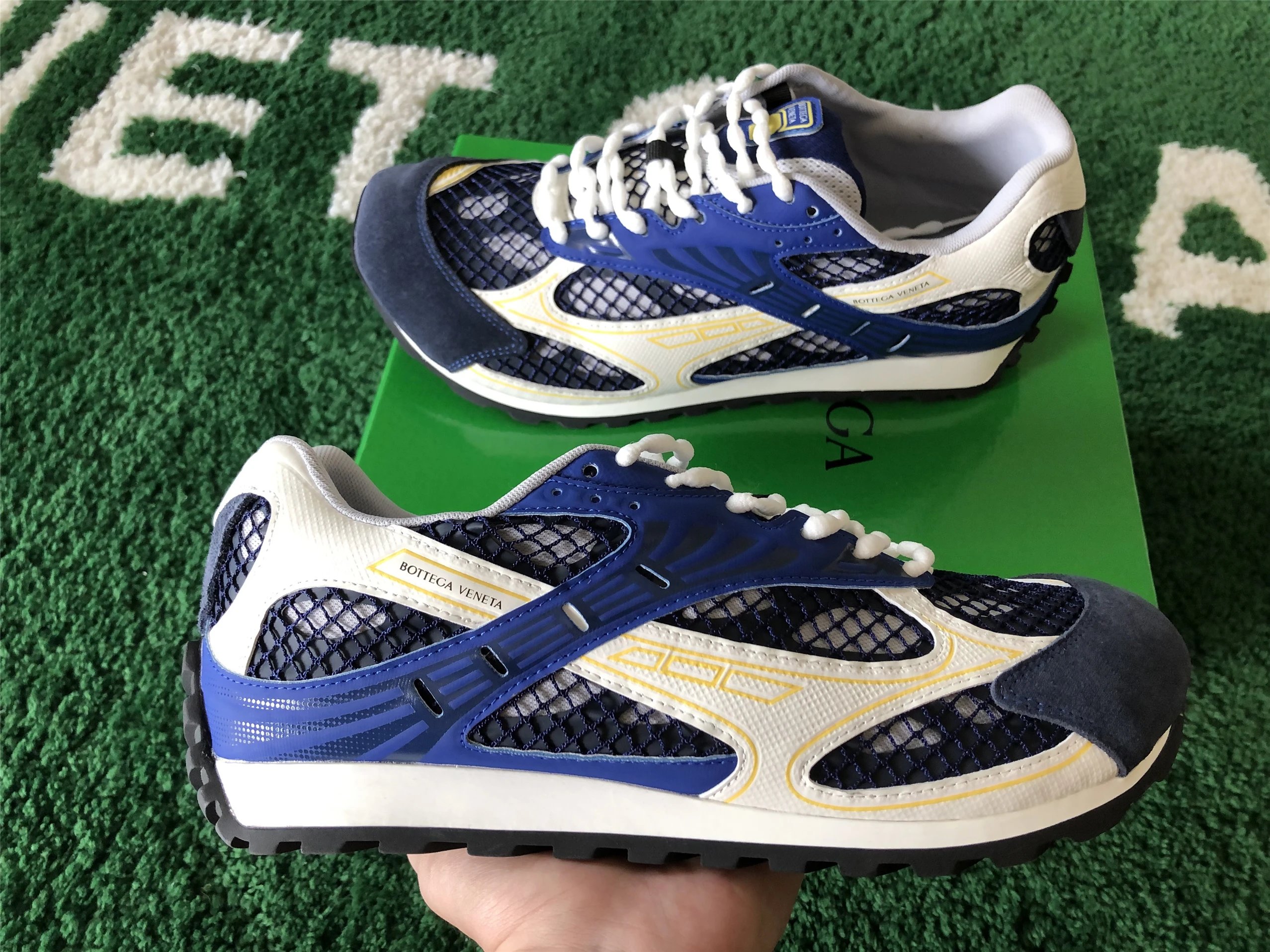 Bottega Veneta Running Sneakers Blue Silver Mesh - 23