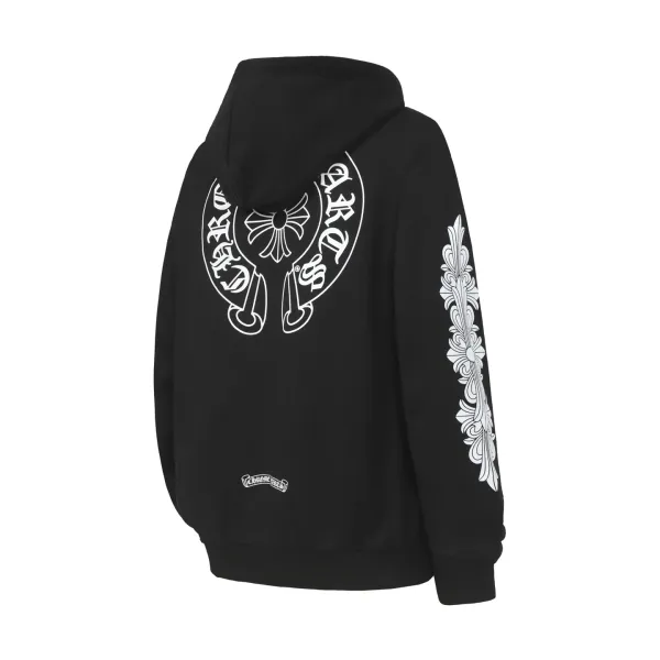 Chrome Hearts Floral Sleeve Zip-Up Hoodie Black - 19