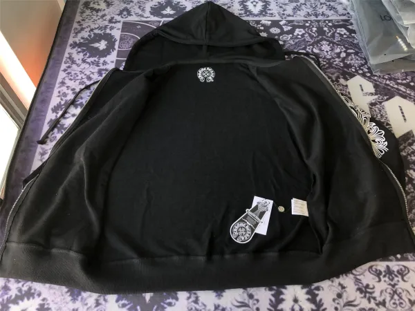 Chrome Hearts Floral Sleeve Zip-Up Hoodie Black - 7