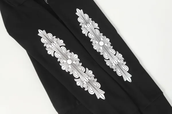 Chrome Hearts Floral Sleeve Zip-Up Hoodie Black - 22