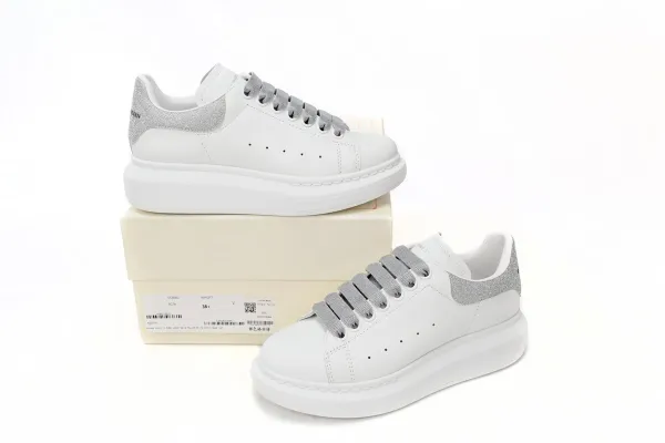 Alexander McQueen Oversized Sneakers White with Silver Glitter Accents Sneakers - 1