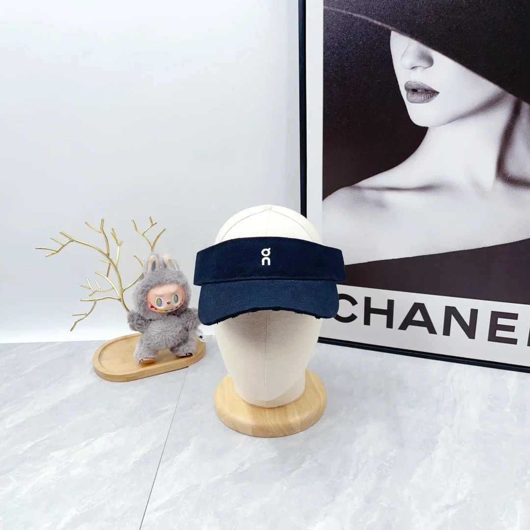 On White and Navy Visor Hat