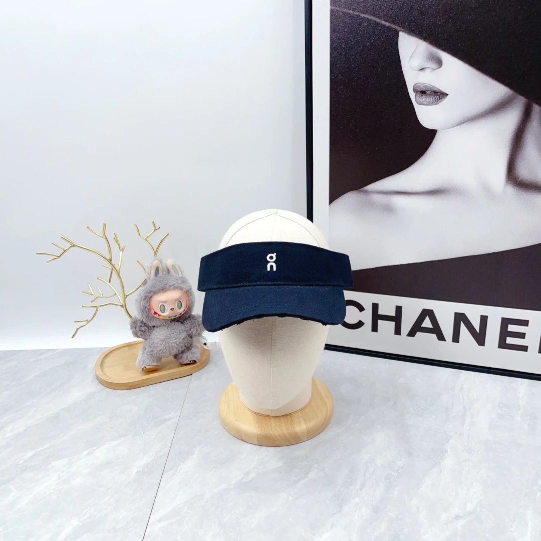 On White and Navy Visor Hat