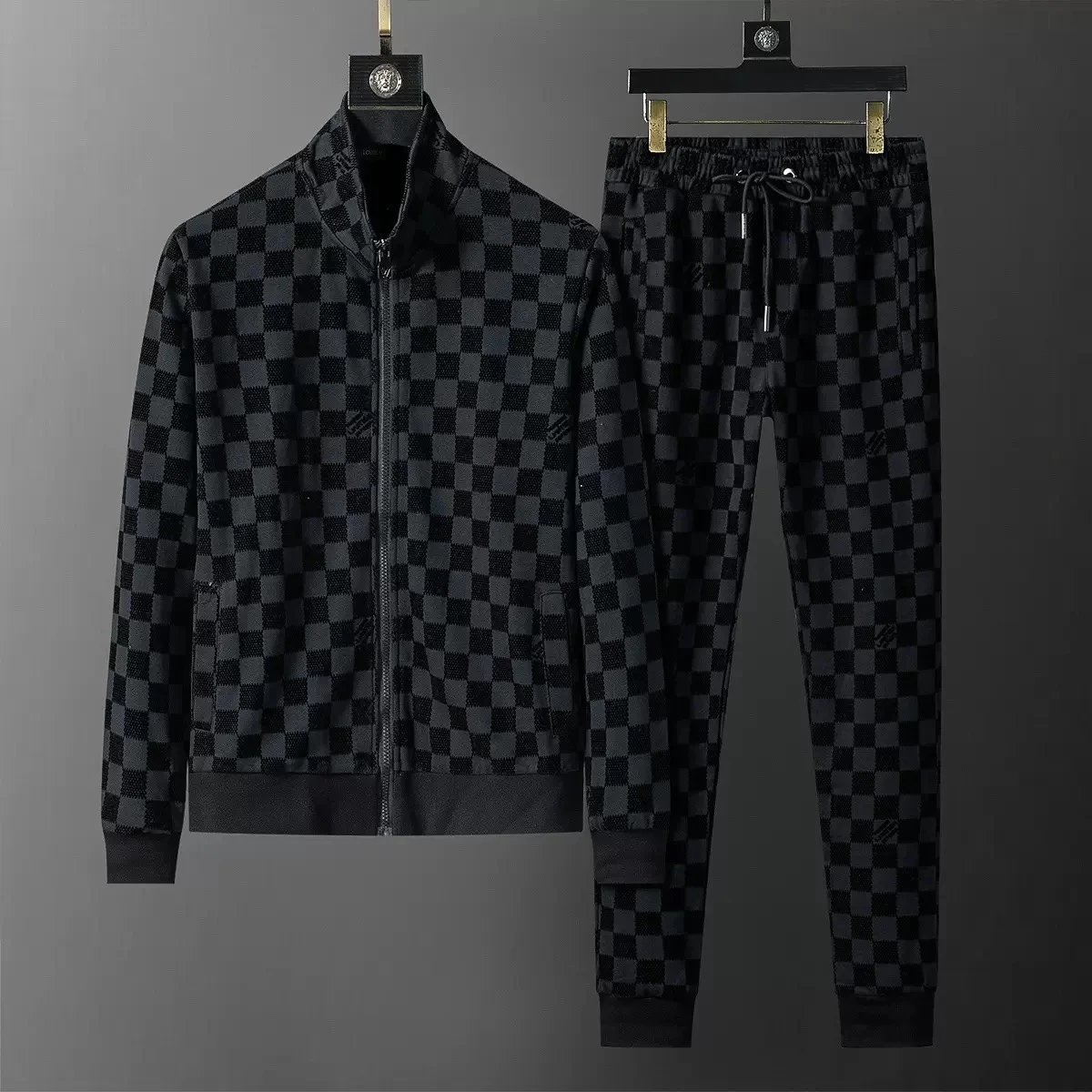 Versace Logo Stripe Black White Sportswear Tracksuit