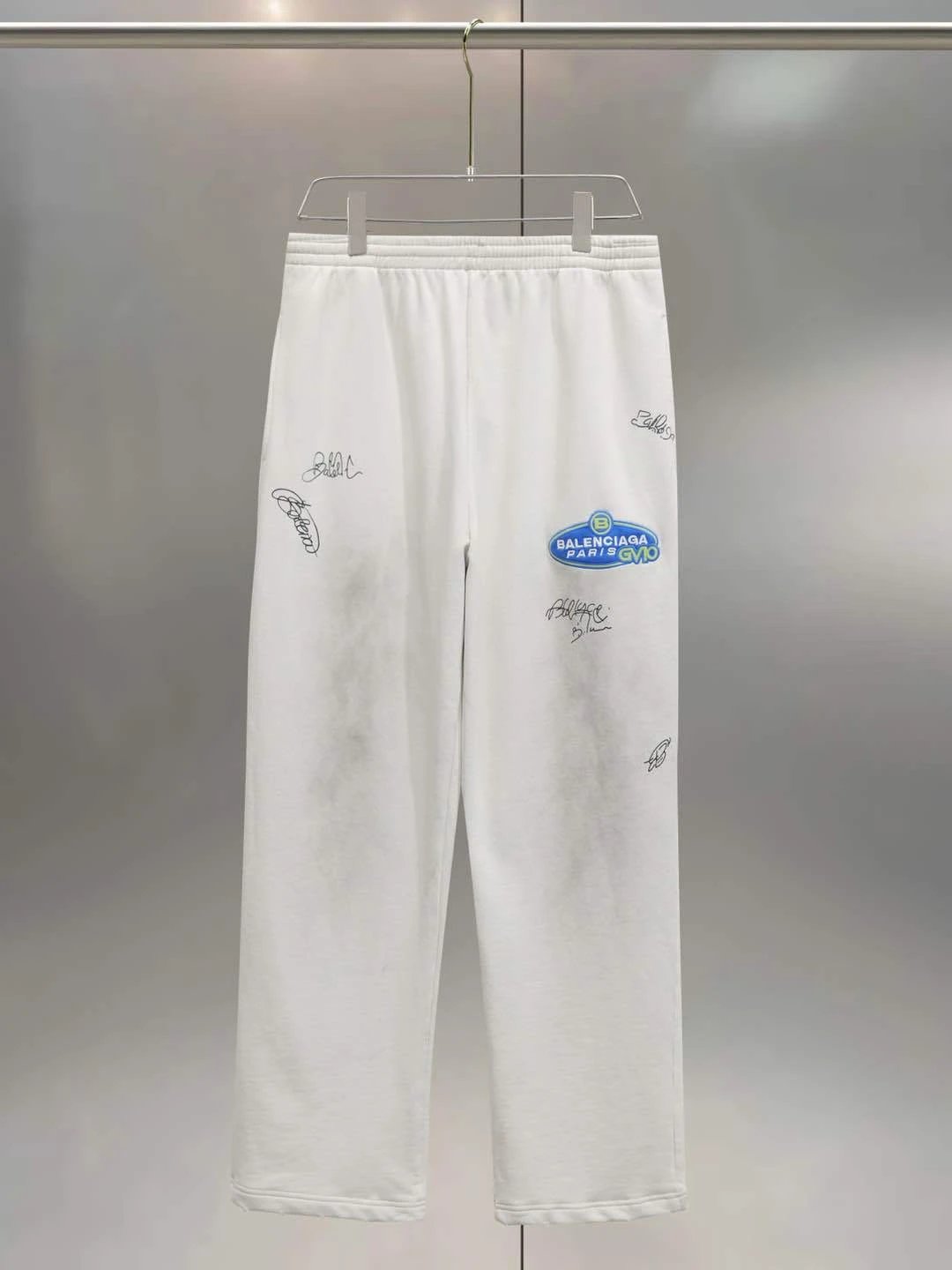 Balenciaga GV10 White Signature Print Sweatpants