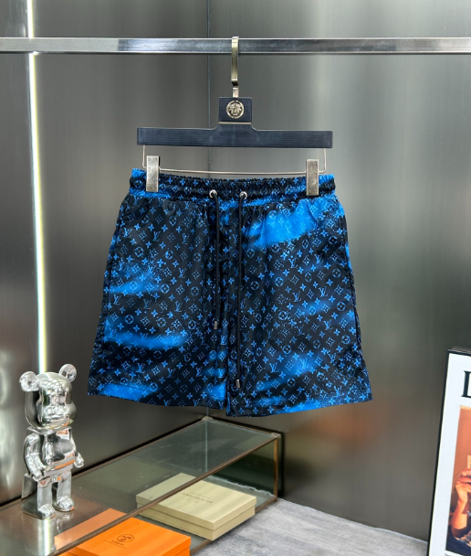 Versace Logo Print White Blue Geometric Pattern Swim Trunks