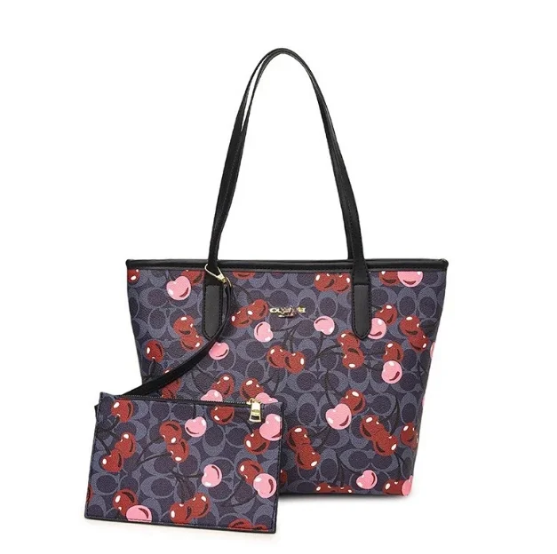 Coach Cherry Print Navy Tote Bag