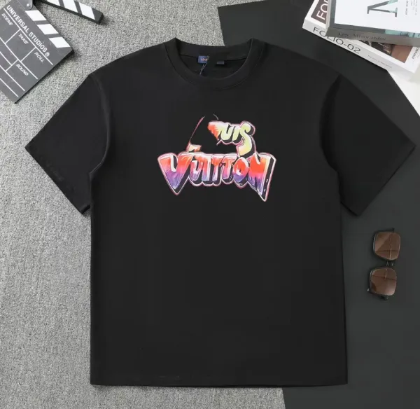 Louis Vuitton Graffiti Logo Black T-Shirt - 1