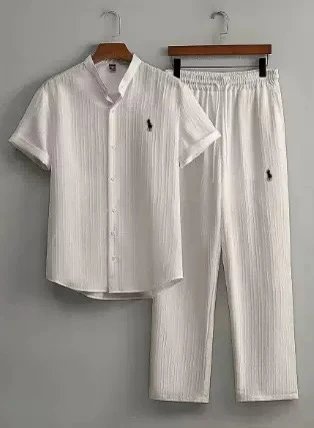 Polo Ralph Lauren Black Woven Short Sleeve Shirt And Drawstring Shorts Set