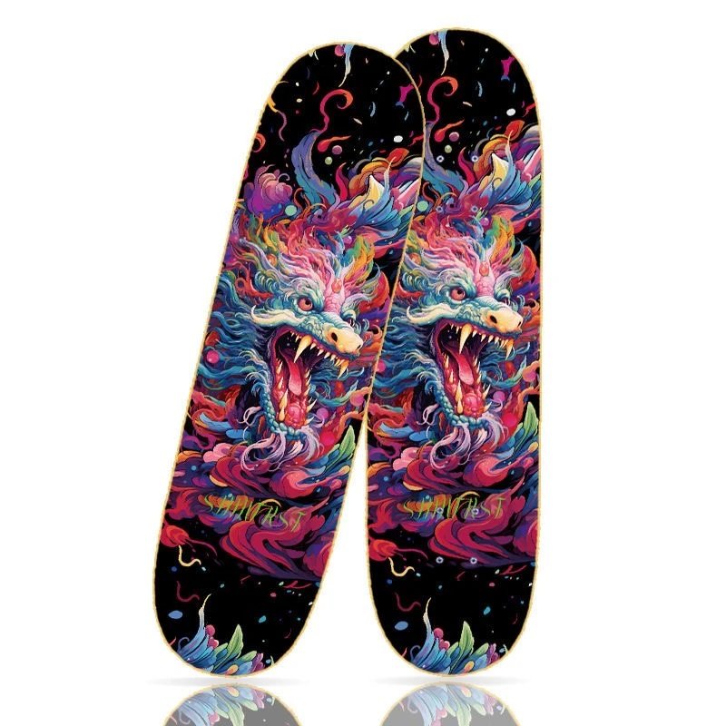 Shinefirst Skateboard Deck Multicolor Cute Ice Cream Pattern