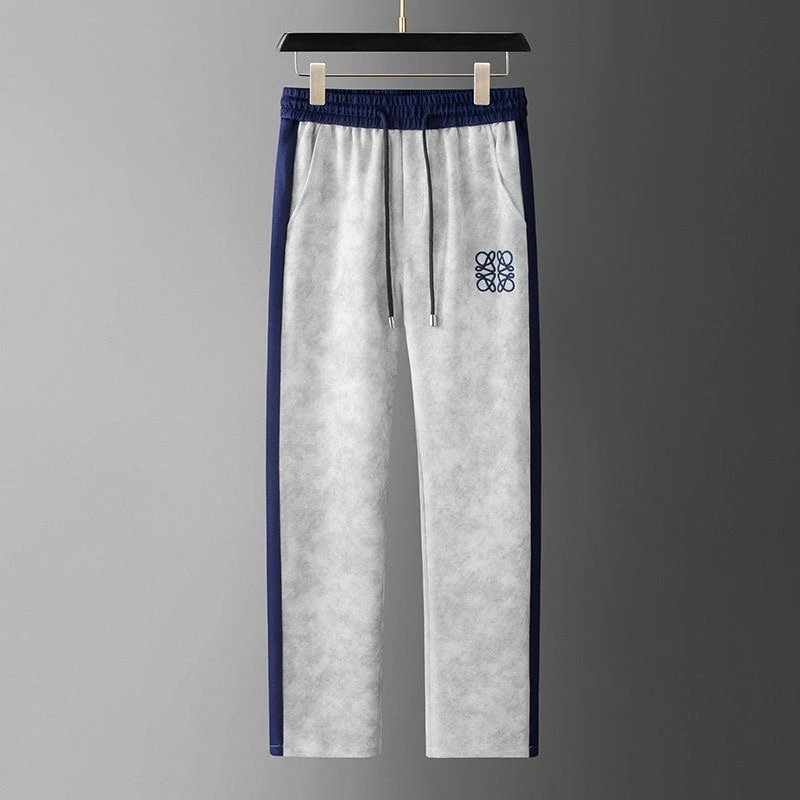 Loewe Anagram Gray Blue Side Stripe Jogger Pants