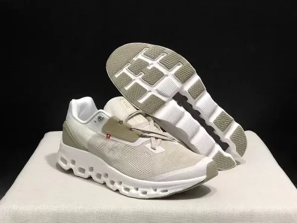 On Cloudmonster Beige White Sneakers Running Shoes - 1