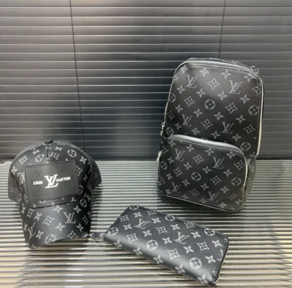 Louis Vuitton Monogram Eclipse Black Capsule Collection: Trucker Cap, Mini Backpack, and Long Wallet Bags - 1