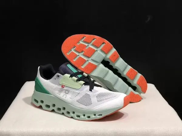 On Cloudmonster White Mint Orange Running Shoes - 1