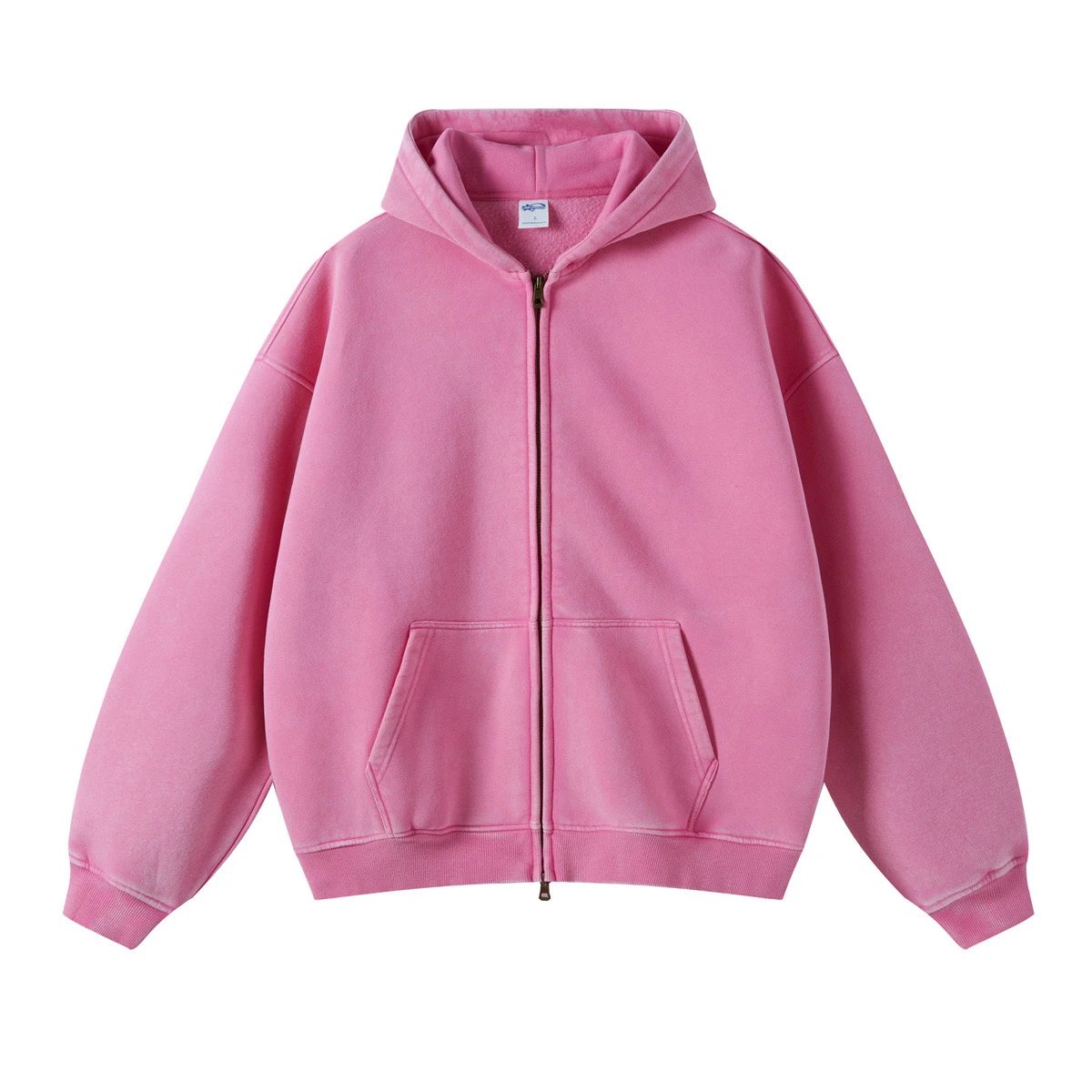 Washed Black Oversized Zip-Up Hoodie
