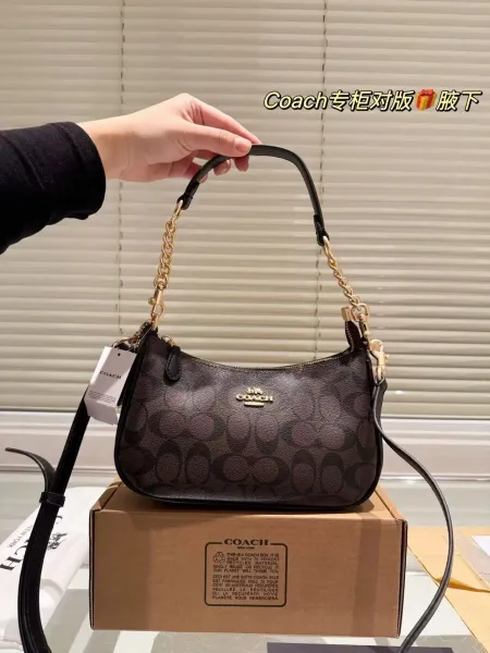 Coach Signature Hobo Bag in Brown Monogram with Gold Hardware Shoulder Bags - 1