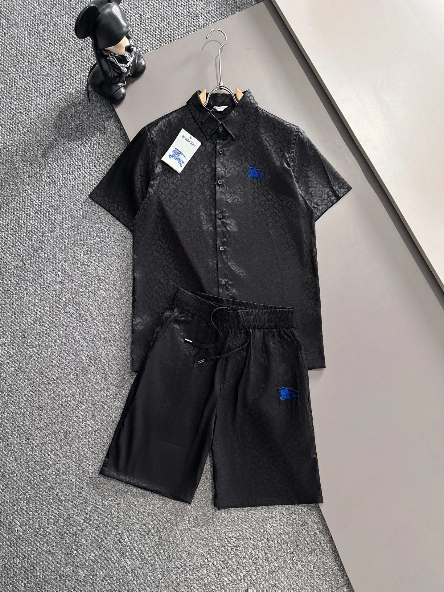 Moncler Short Sleeve Shirt Blue Red Black Plaid Casual