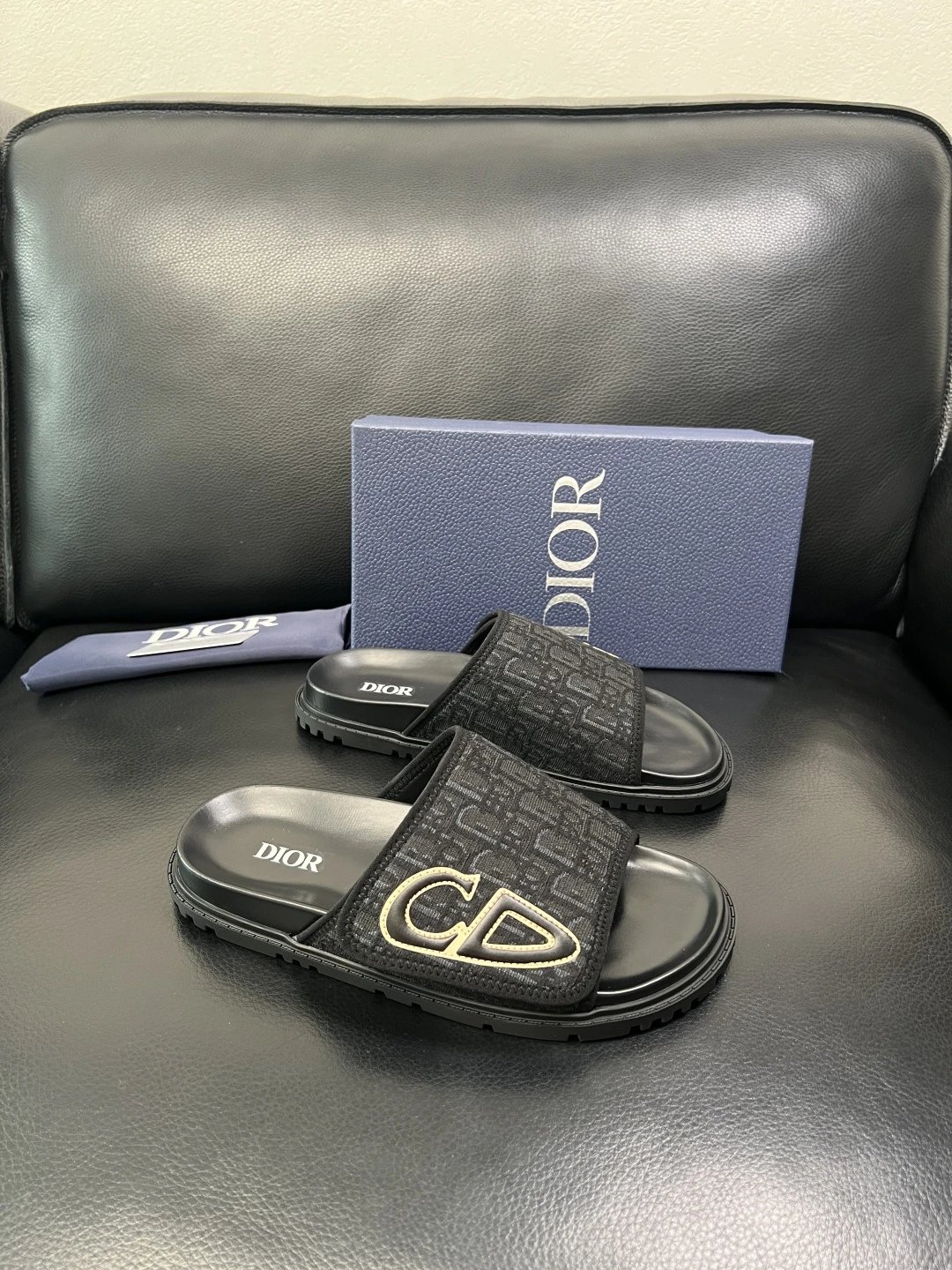 Dior CD Black Slides